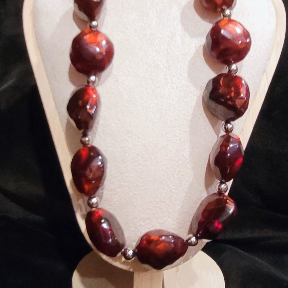 Handcrafted Dark Red Bead Necklace - Women Jewelry